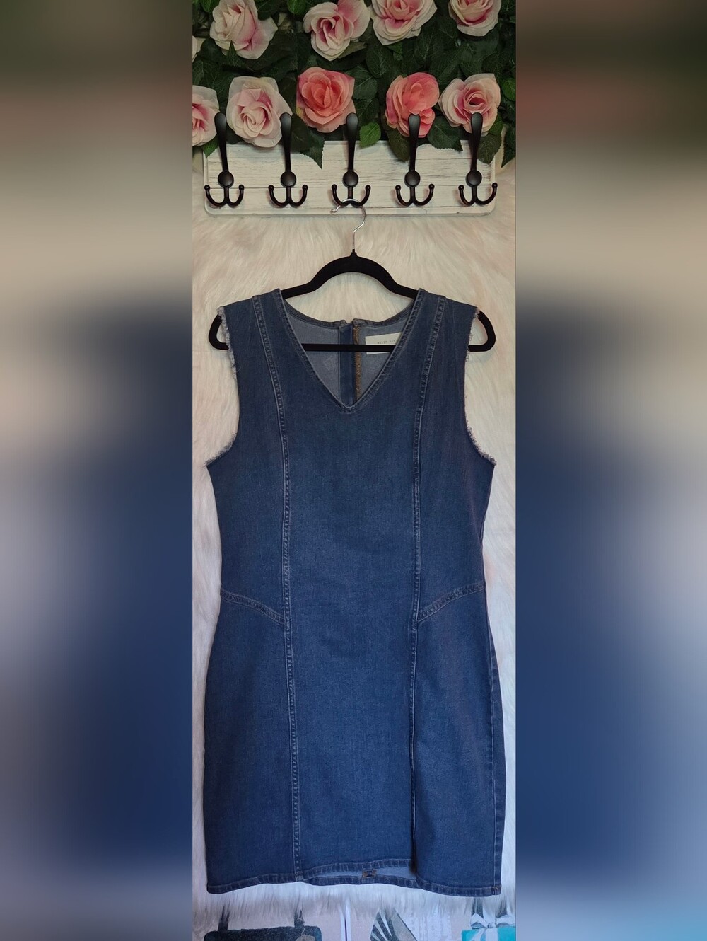 Noisy May Blue Denim Mini Dress w/ Contrast Stitching